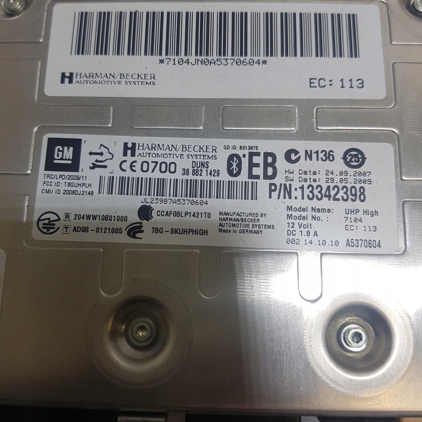 module control unit BLUETOOTH TELEFONU OPEL INSIGNIA 13342398