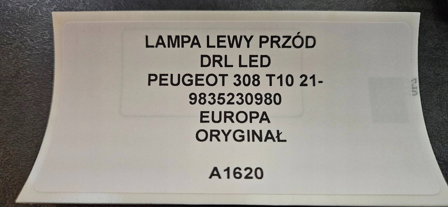 light left front DRL LED PEUGEOT 308 T10 21- original 9835230980
