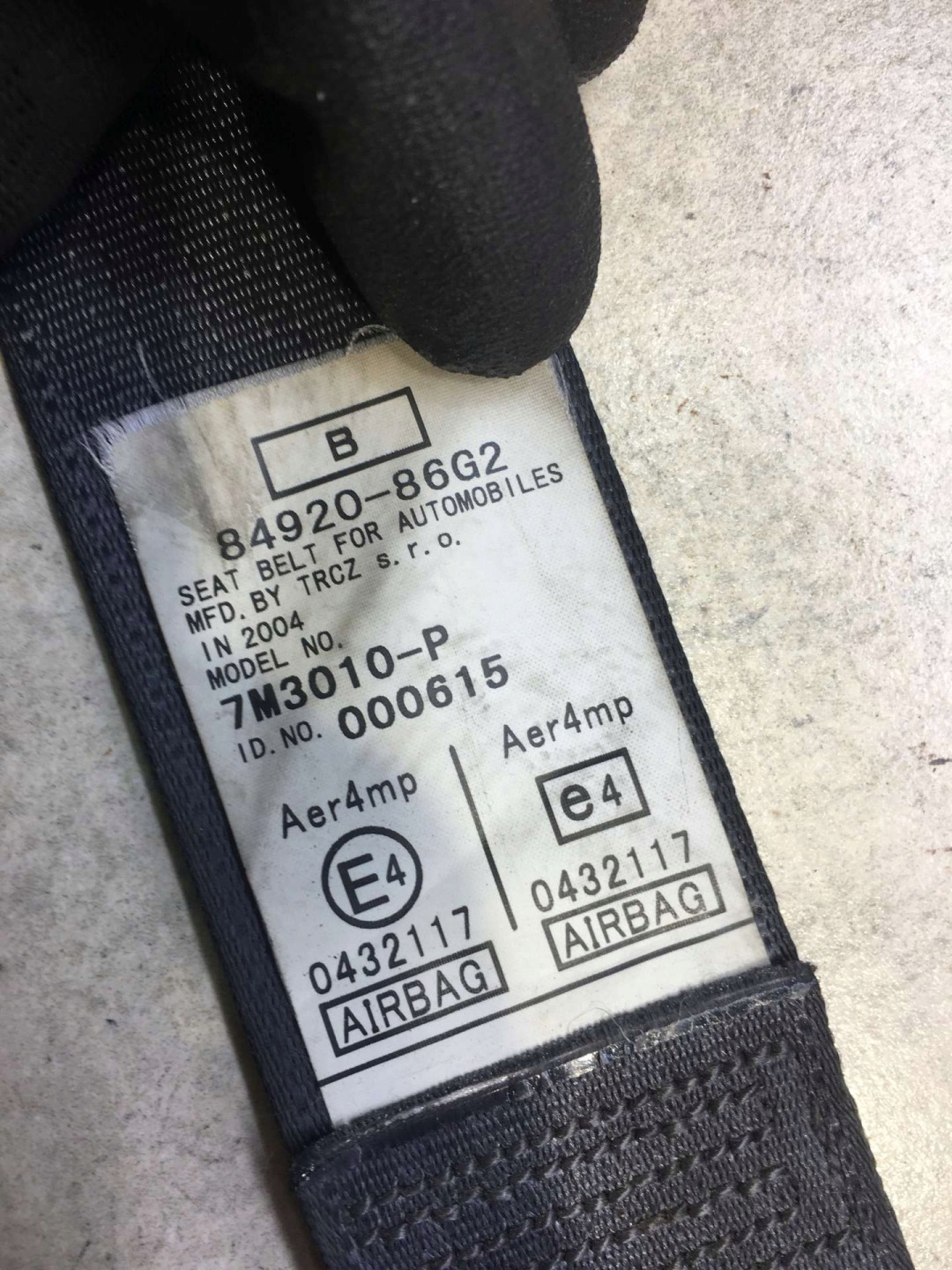 tension belt safety right front JUSTY III G3X