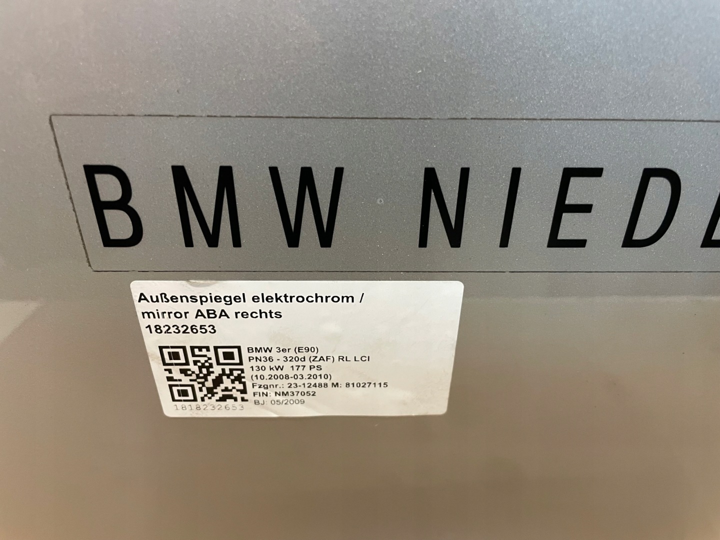 Tür vorne rechts KPL BMW E90 8700KM 354 IDEALNE
