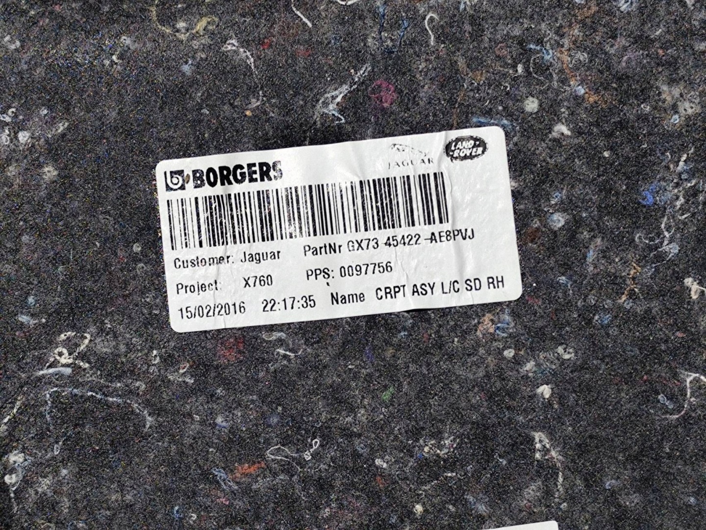 JAGUAR XE 760 side upholstery boot right GX7345422AE