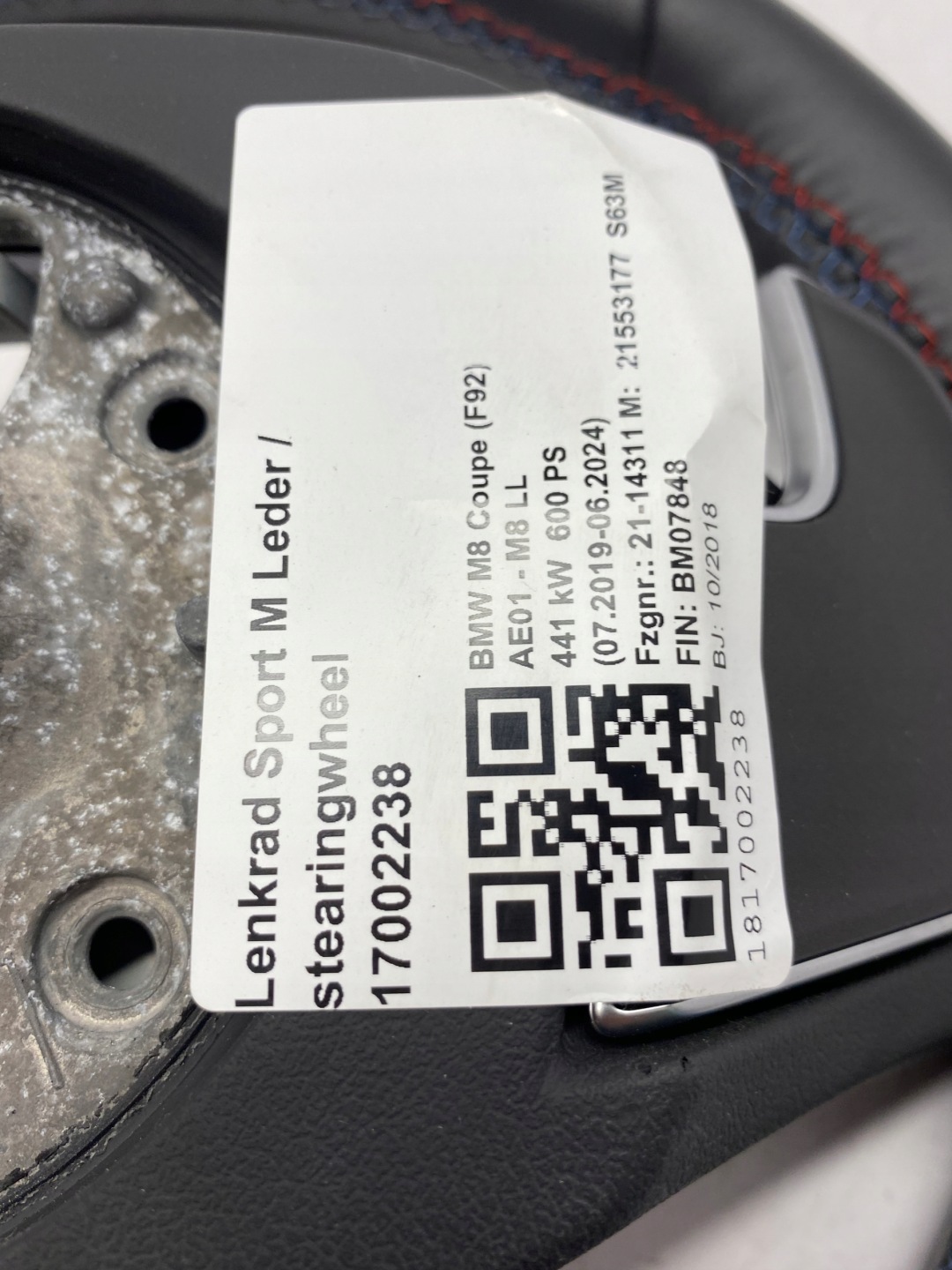 BMW M8 F92 steering wheel, with shifting