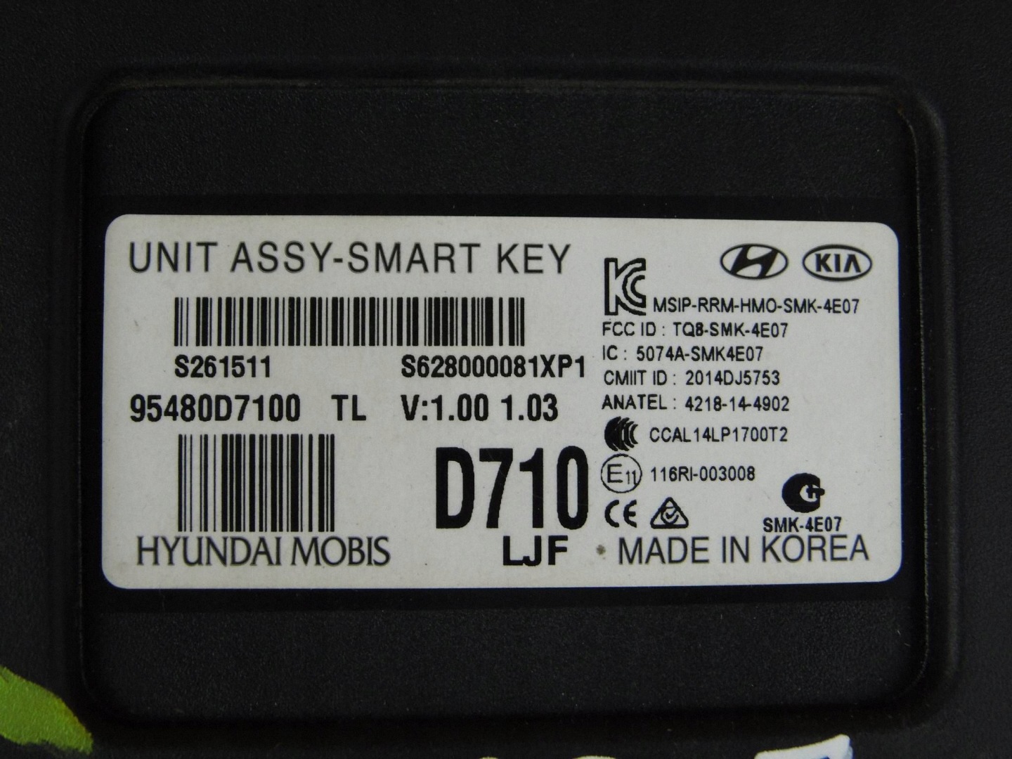 Hyundai Tucson III TL modulo computer Centralina SMARTKEY 95480D7100