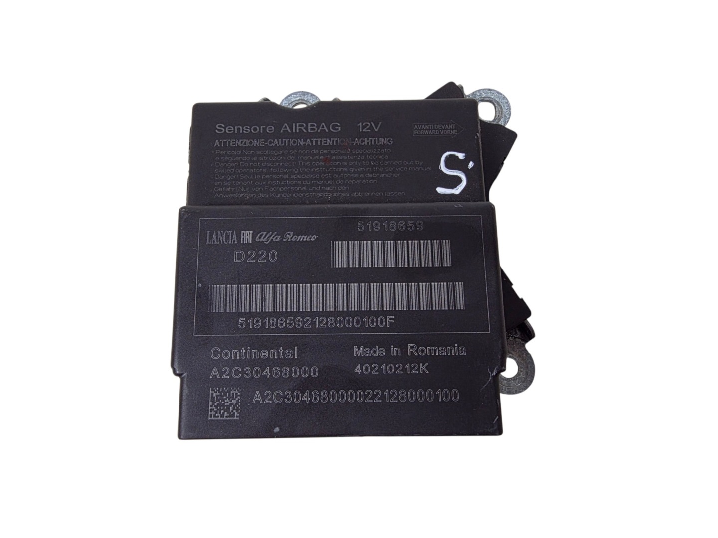 FIAT 500 ALFA ROMEO modulo SENSOR airbag airbag 51918659