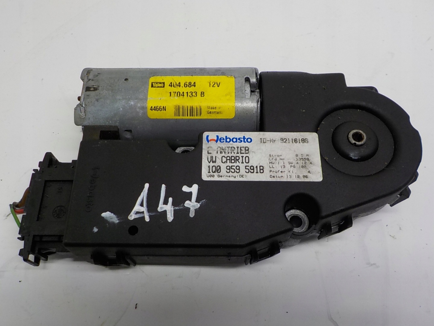 VW EOS Micro moteur Mécanisme Toit ouvrant Toit