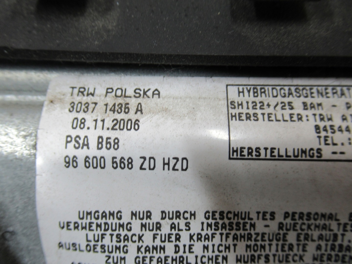 AIRBAG GINOCCHIA CITROEN C4 PICASSO