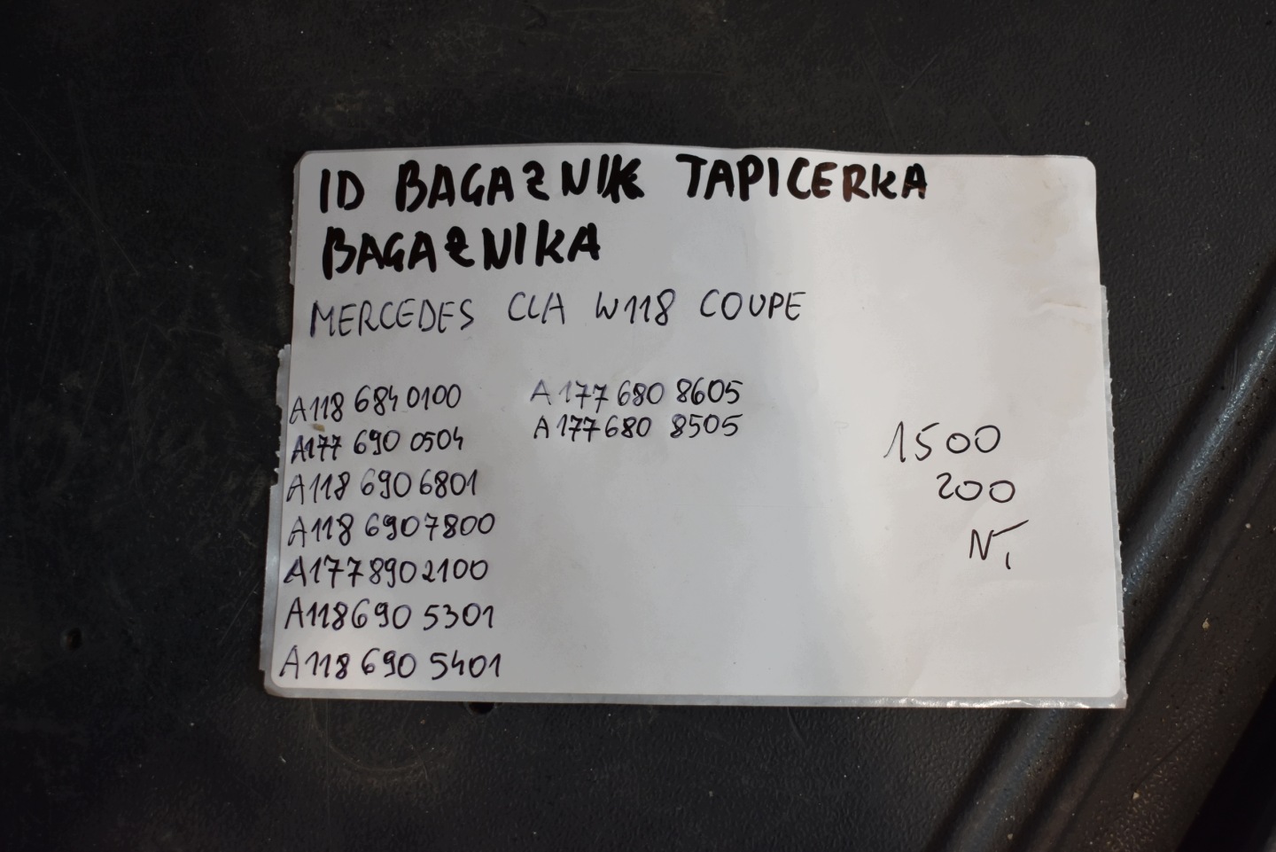 IDEALNY boot upholstery MERCEDES CLA W118 COUPE 1