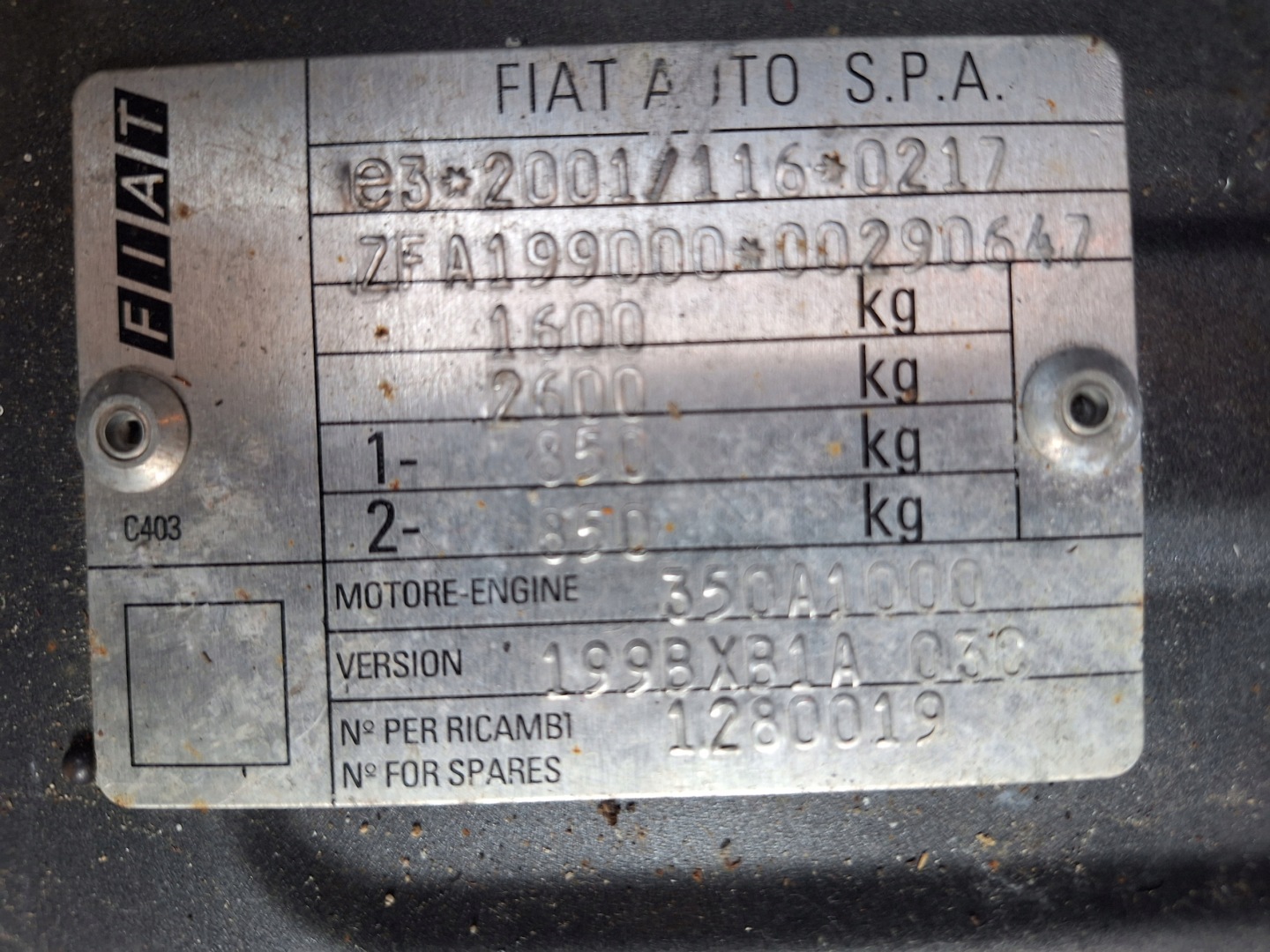 FIAT GRANDE PUNTO 199 2005- light rear part right