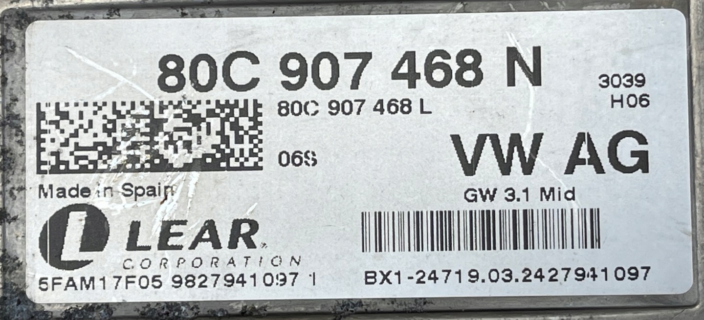 AUDI A4 B9 8W module control unit INTERFACE GATEWAY 80C907468N