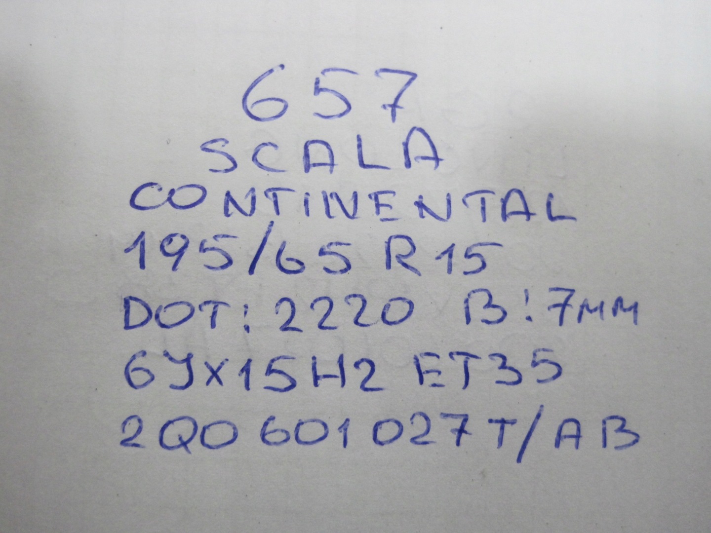 wheel spare SKODA SCALA 657 R15 20R