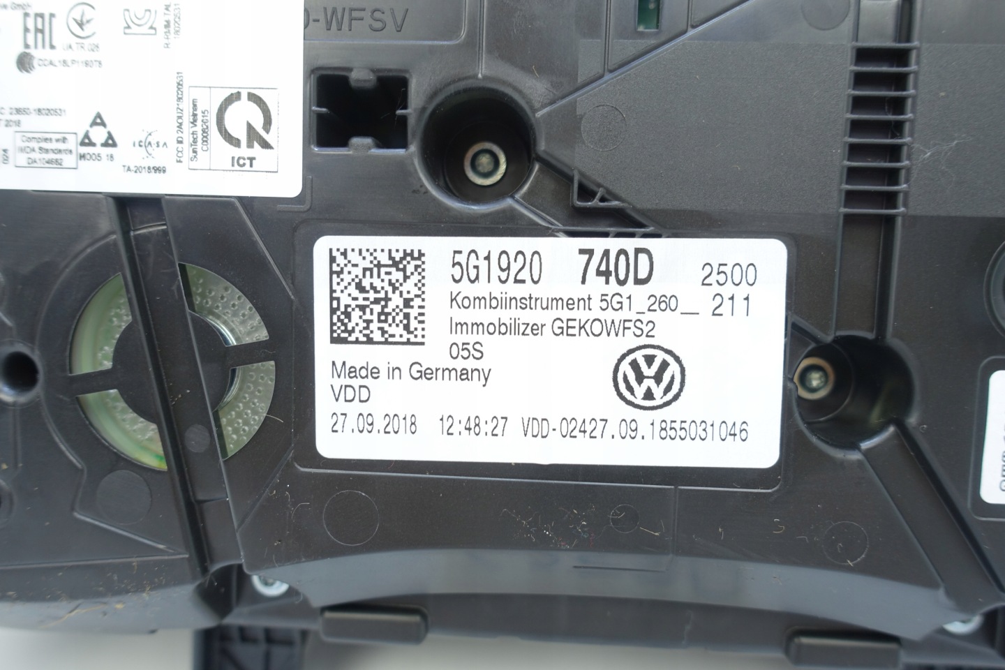 dials dials VW GOLF VII 7 5G 57046KM 5G1920740D
