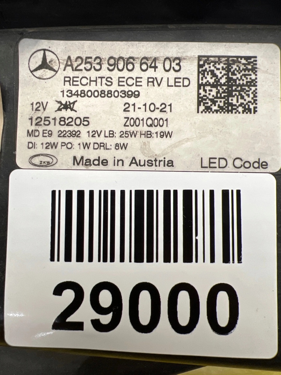 light right Mercedes GLC W253 19- Lift Led Performance A2539066403