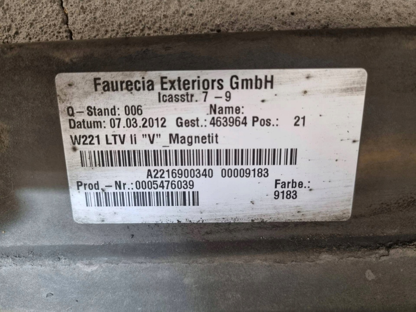 moulding threshold exterior left side Mercedes-Benz S W221 facelift 2012