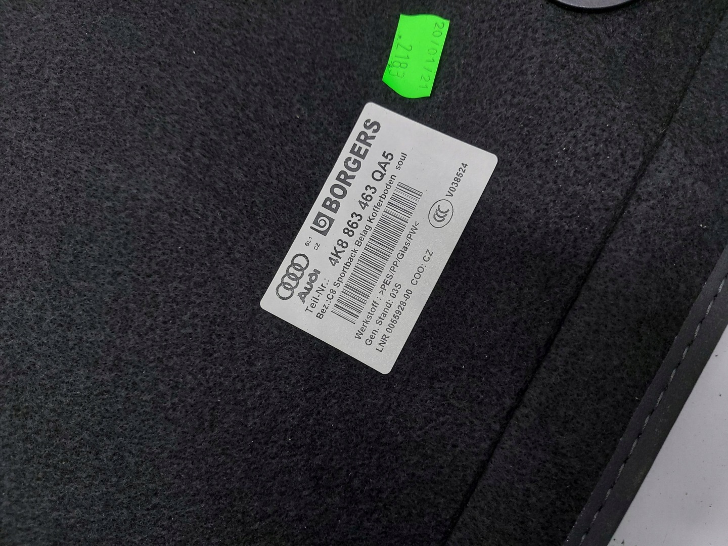 Audi A7 II 4K8 4M0 TFSI mats floor boot 4K8863463