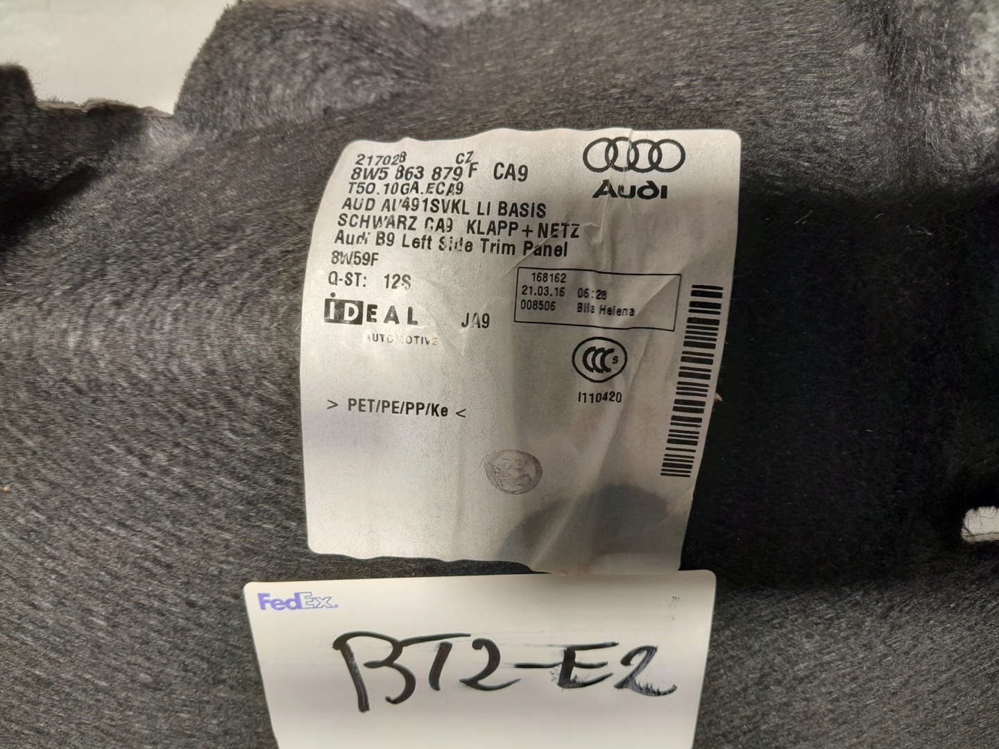 AUDI A4 B9 sedan boot upholstery 8W5863879F