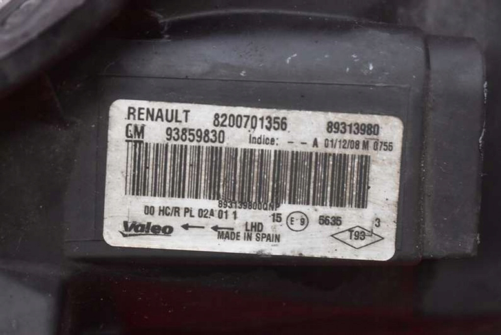 REFLEKTOR right light front EU 8200701356 RENAULT TRAFIC 2 II 06-15