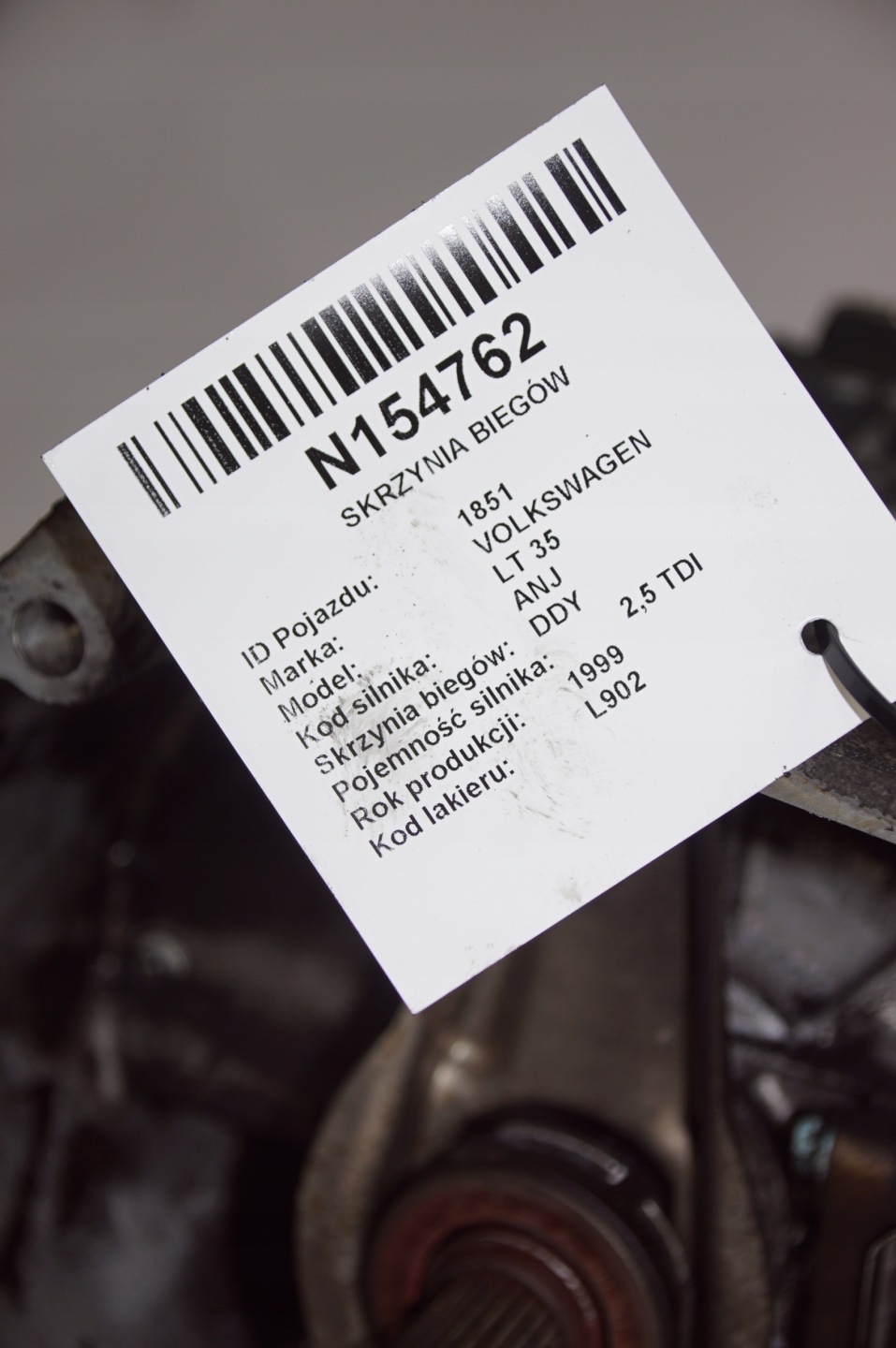 Getriebe DDY 2.5 TDI 108 KM VOLKSWAGEN LT 35