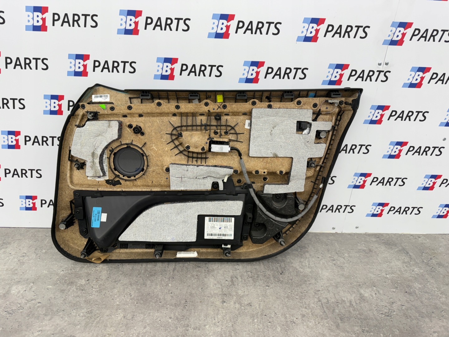BMW F36 side door left front black leather blue moulding