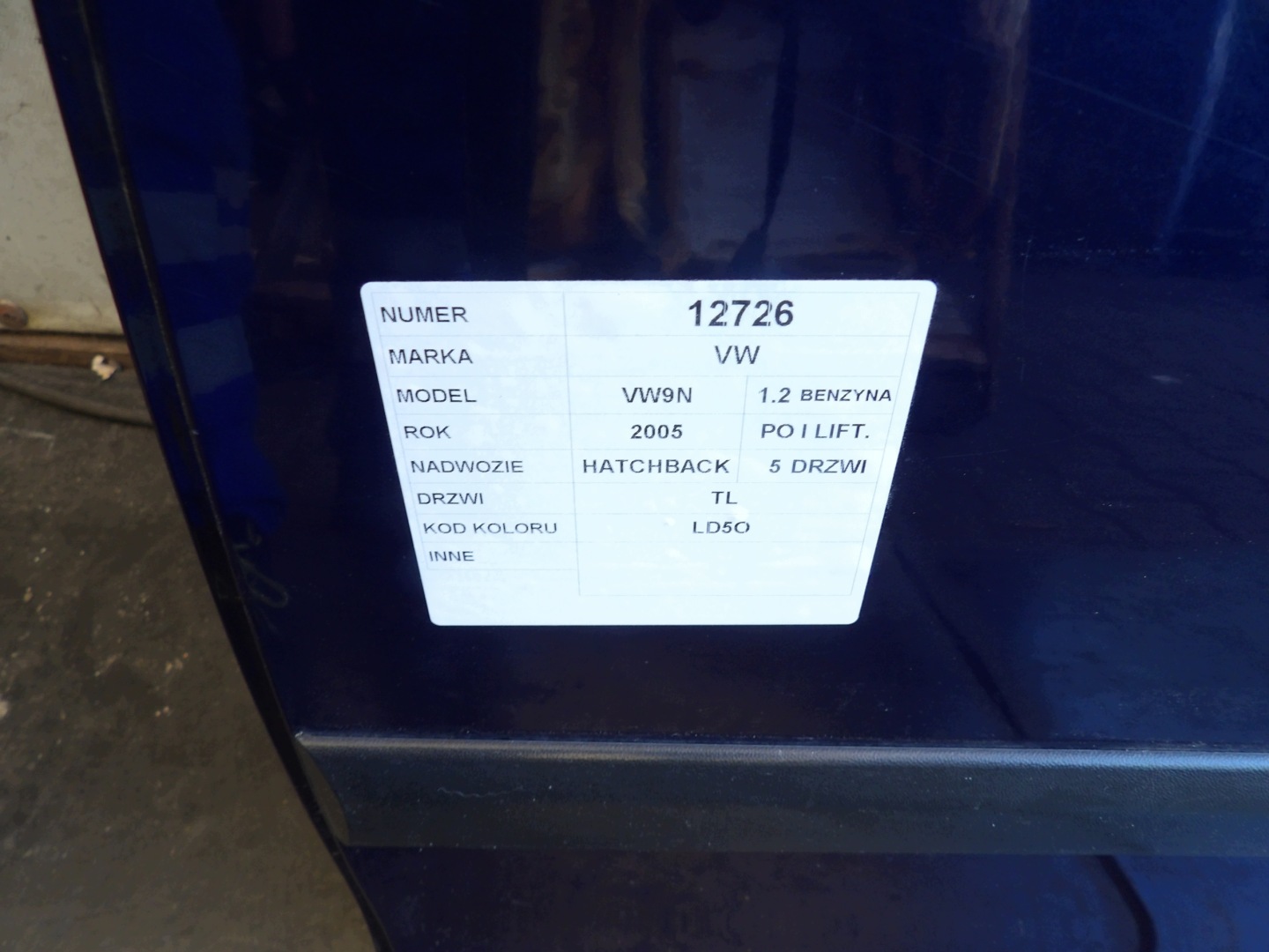 VW Polo 9N door rear. left LD5Q