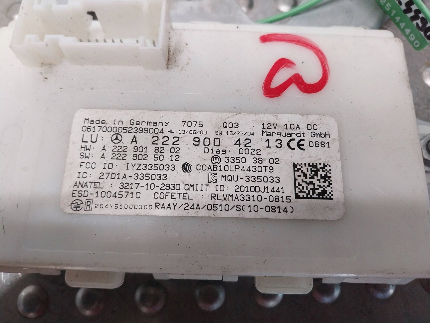 module control unit KEYLESS A2229004213 MERCEDES C-KLASA W205 GLC X253 W222
