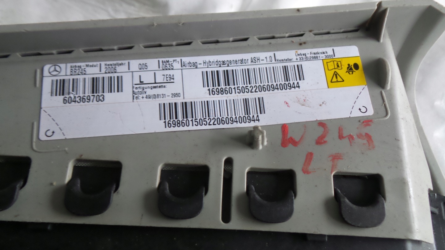 airbag side rear part MERCEDES W245 left PRAW