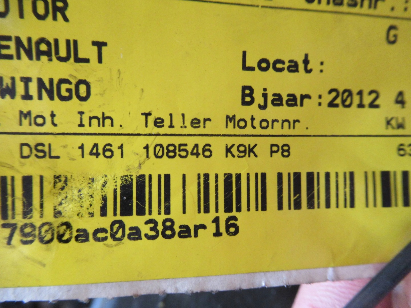 engine K9K820 Renault Twingo II 1.5DCI