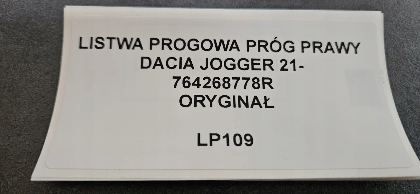 moulding threshold threshold right DACIA JOGGER 21- original 764268778R