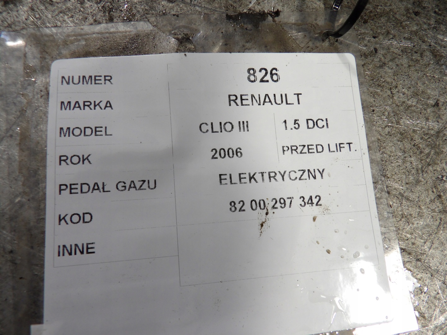 Renault Clio III accelerator pedal 1,5DCI 8200297342