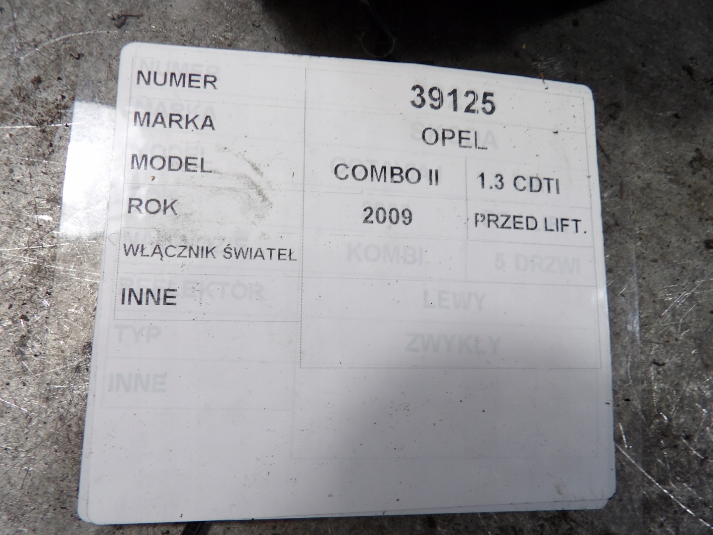 Opel Combo II C Schalter Leuchten 1,3CDTI