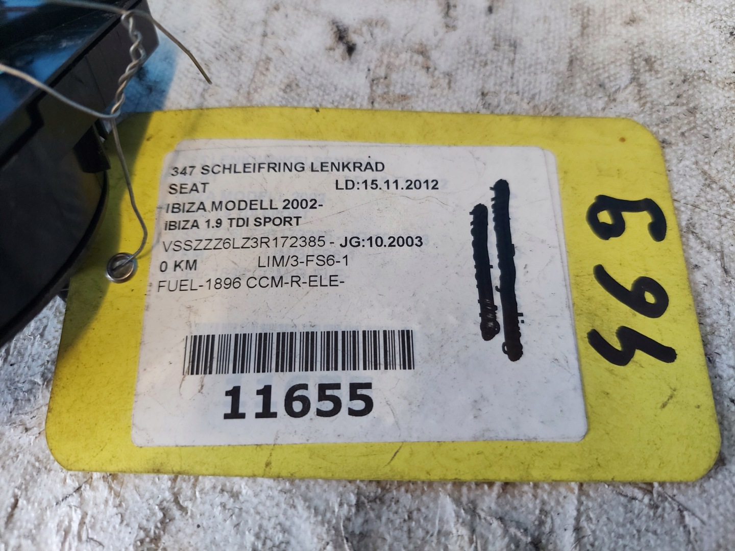ring airbag IBIZA III 2003 R POLO 9N 283.710