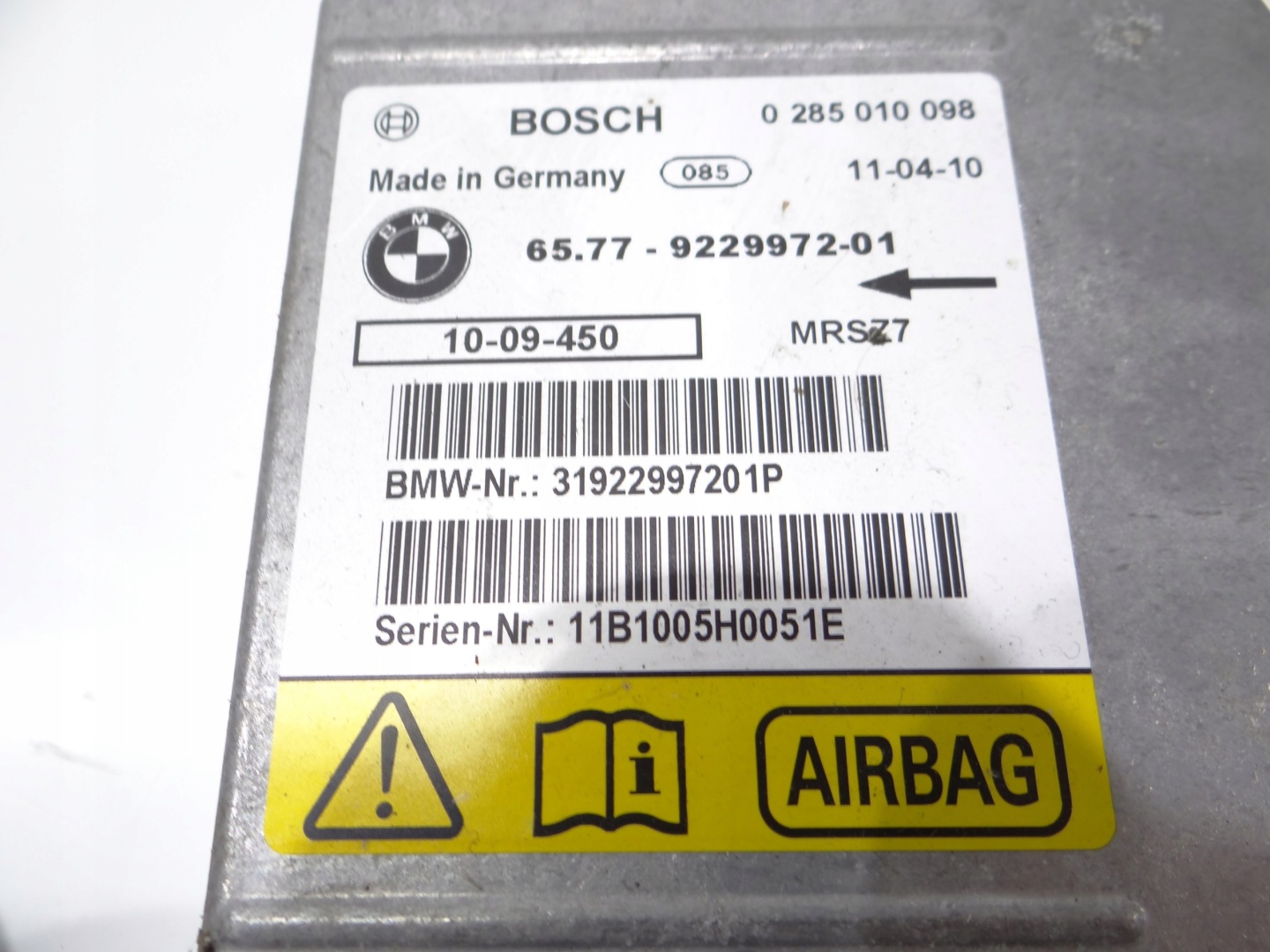 module control unit airbag BMW Z4 E89 9229972