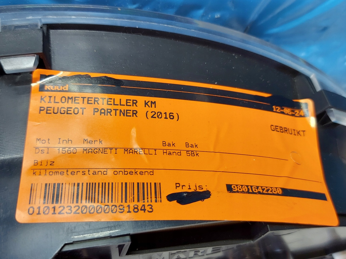 dials clock PARTNER 2016r 1.6 HDI 9801642280