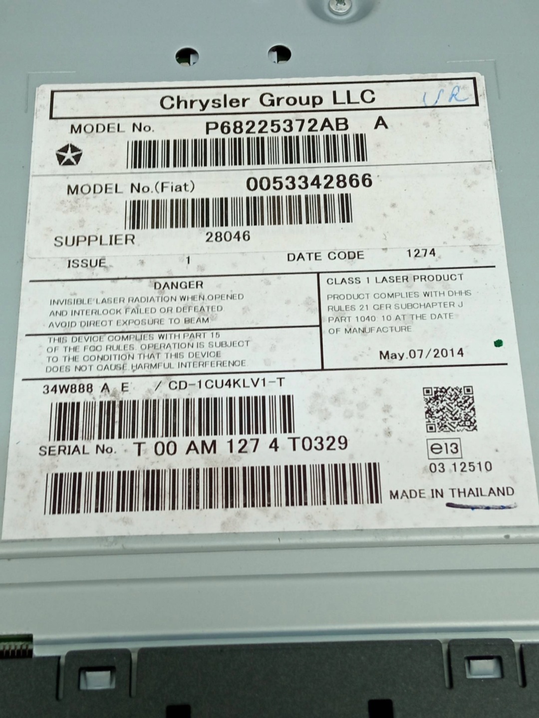 CARICATORE CD P68225372AB Jeep Cherokee V (2014- )