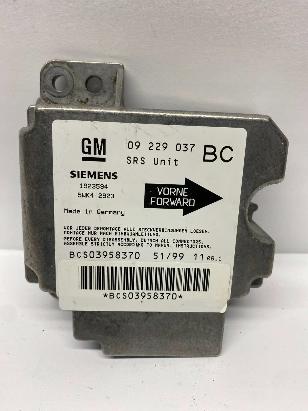 ASTRA 2 G SENSOR sensor airbag 09229037 BC