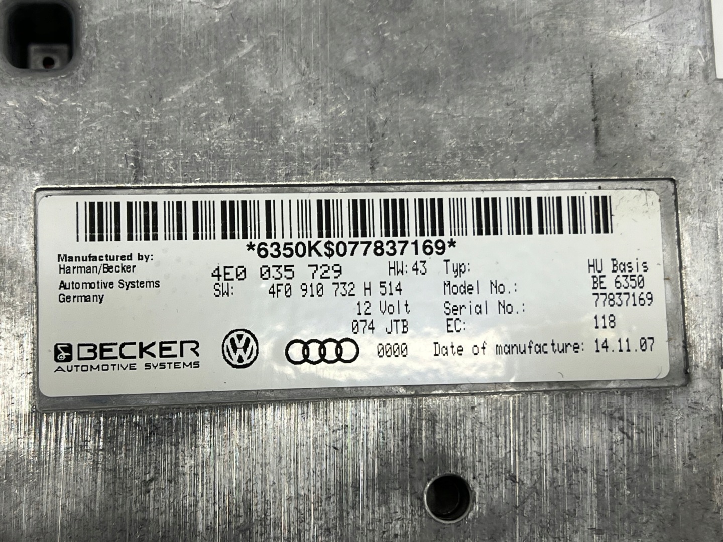 module control unit navigation devices NAVI MMI AUDI A6 C6 4E0035729 4F0910732H