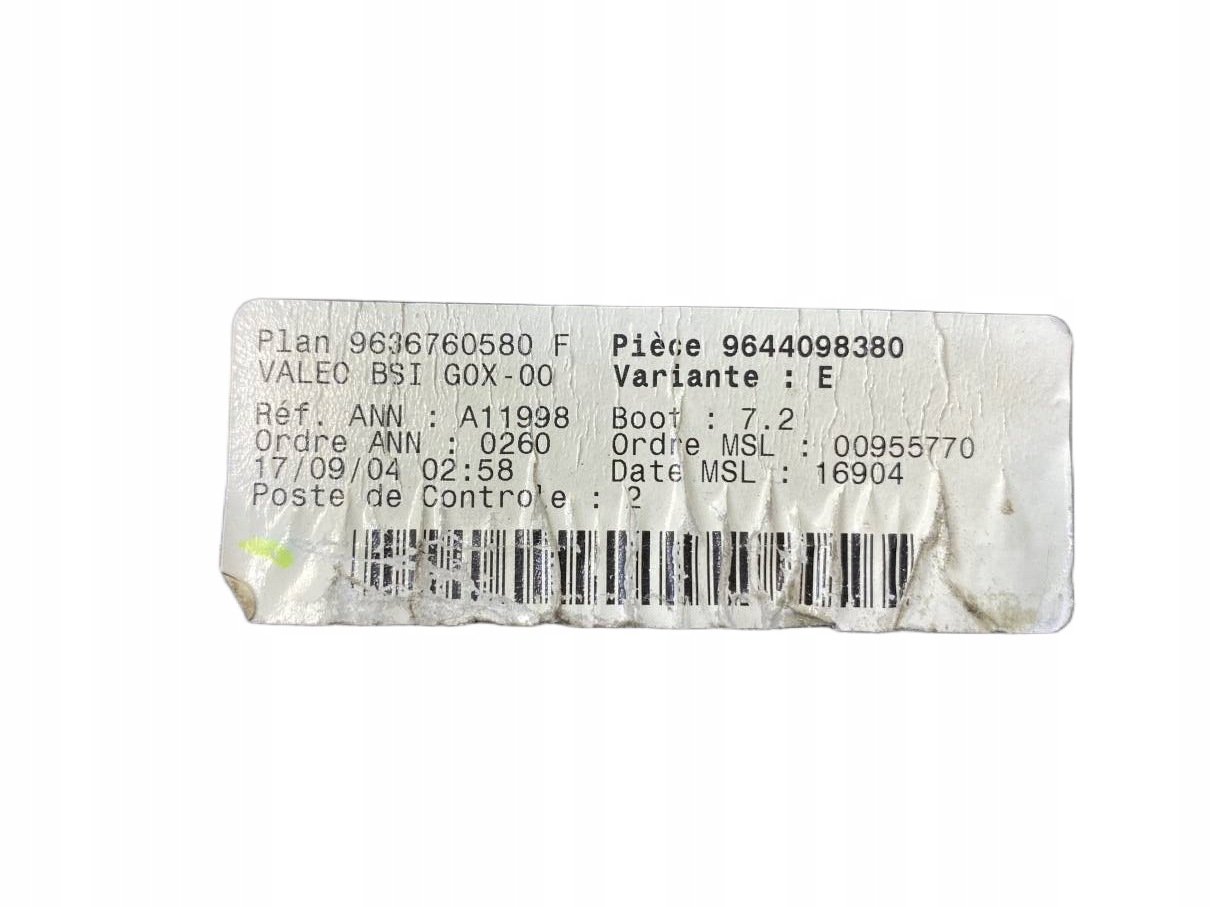 modulo BSI PEUGEOT 307 2.0 HDI 9644098380