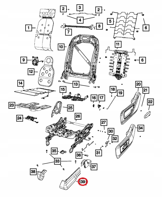 Ram 1500 cover seat left front 2019-24