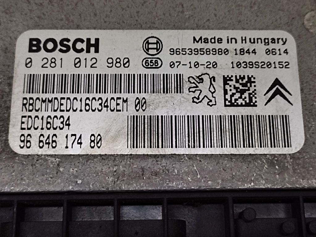 CITROEN C4 PICASSO control unit of the engine 0281012980