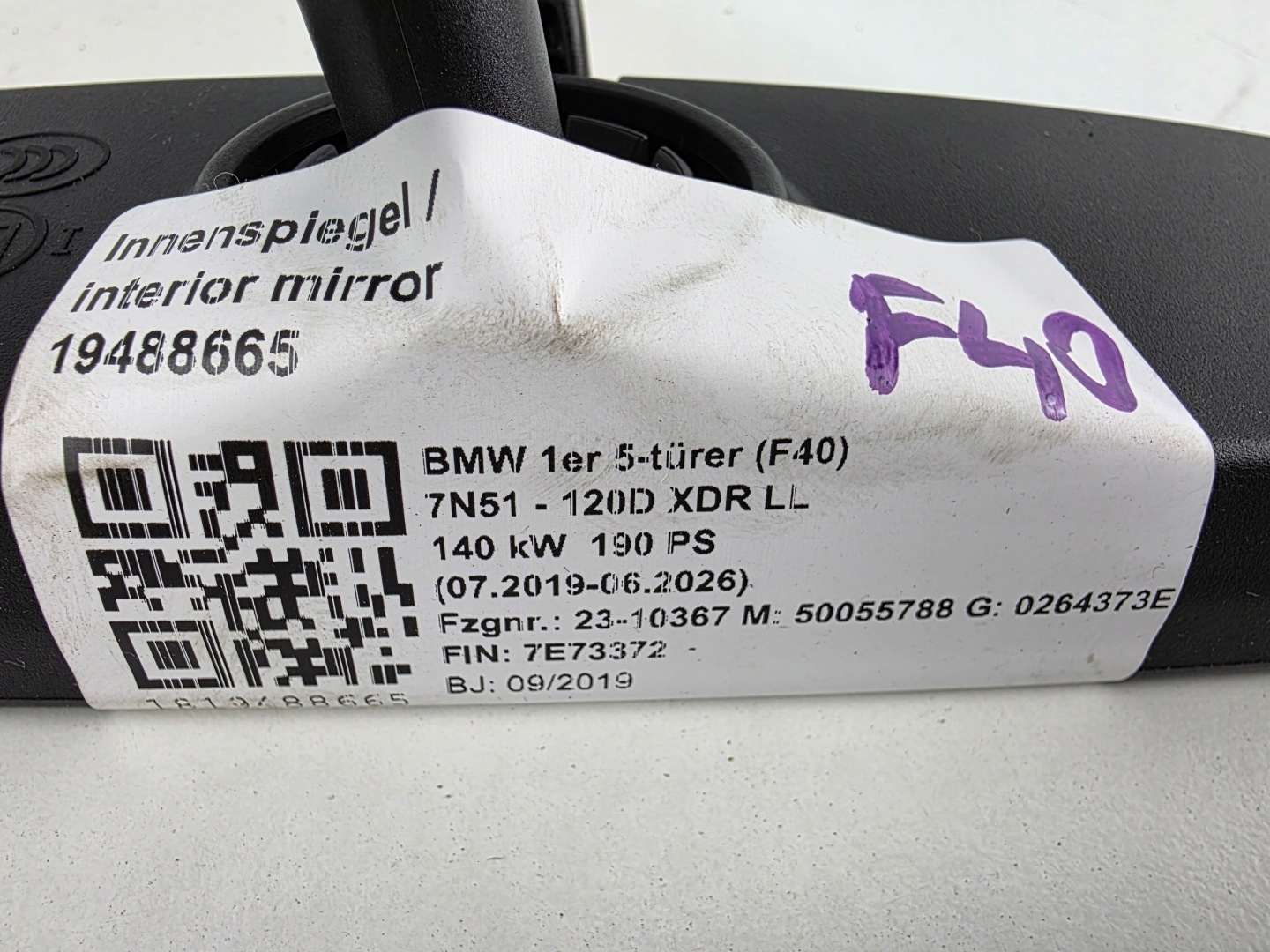 rear-view mirror inner BMW F40