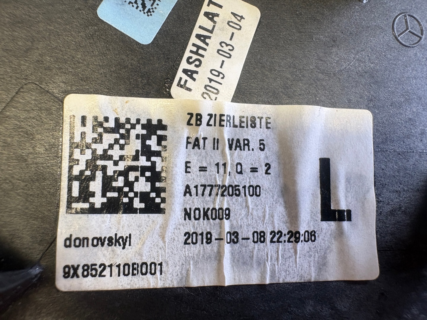 MERCEDES A class W 177 moulding DEKOR left front A1777205100