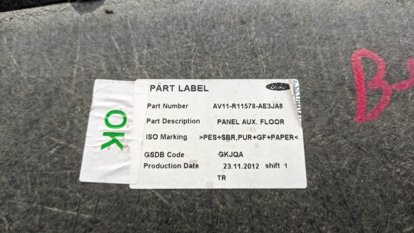 FORD B-MAX 12R 1.0 EB mats floor boot AY11-R11578-AE