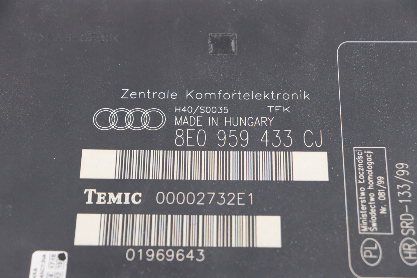 AUDI A4 B6 B7 control unit comfort control unit + WTYCZKI 8E0959433CJ