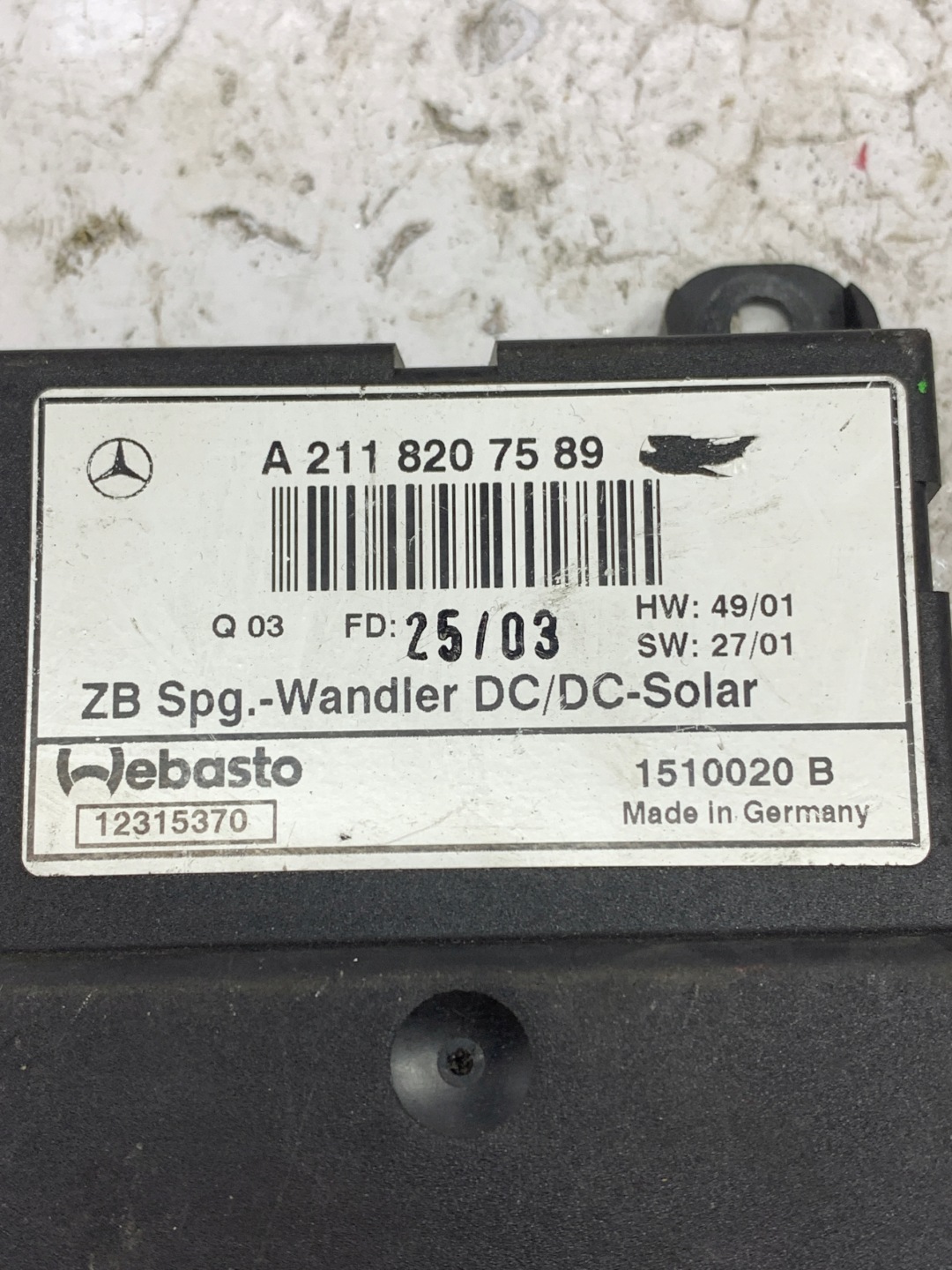 module control unit SOLAR roofs A2118207589 MERCEDES