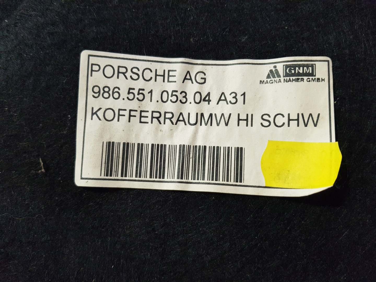 PORSCHE BOXSTER 986 mats boot upholstery upholstery