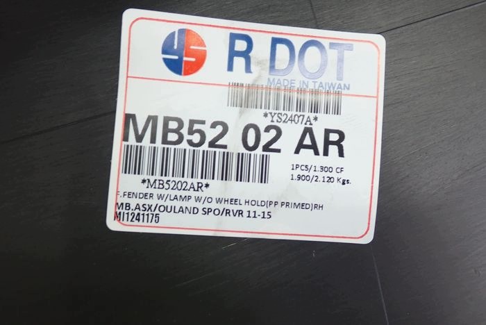 MITSUBISHI ASX 10- fender right front front replacement