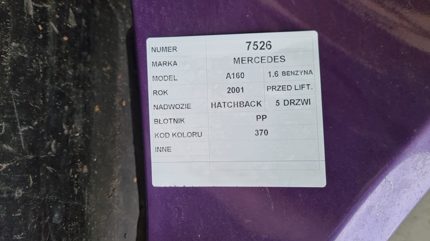 Mercedes A160 fender front right 370