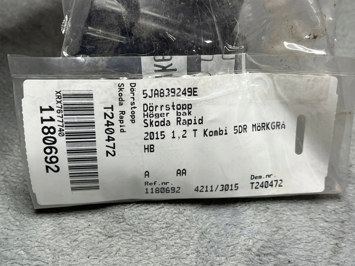 limiter door tylnych Skoda Rapid 5JA839249E