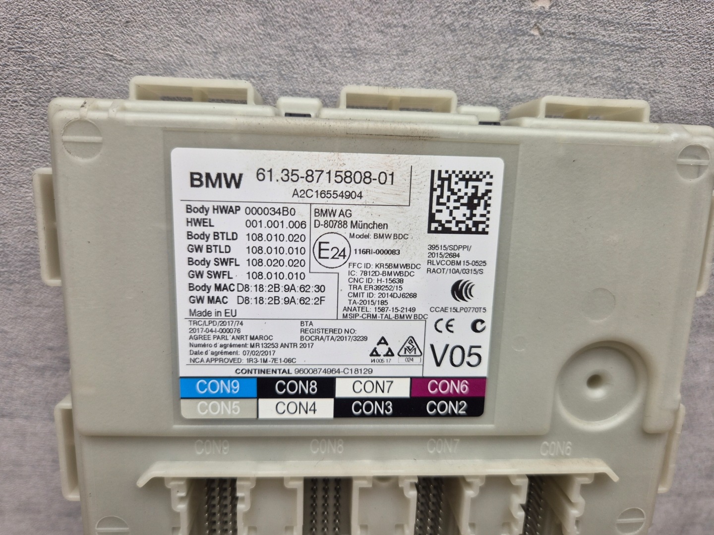 BMW 5 G30 G31 Unité commande confort BDC 8715808
