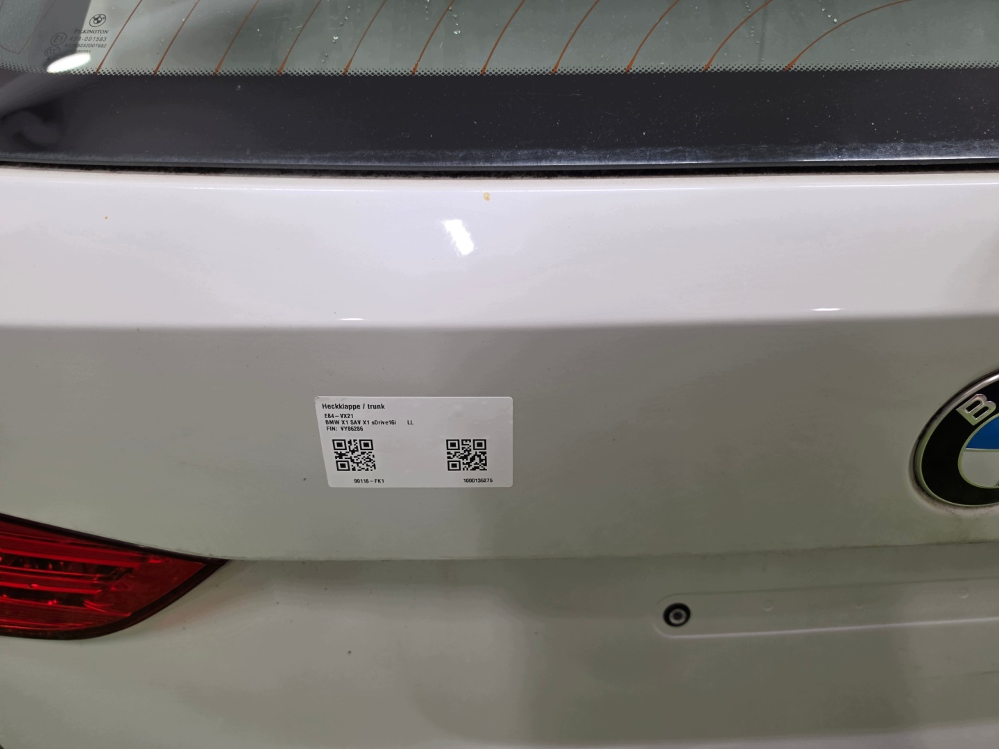 BMW X1 E84 boot door boot lights EU colour A96