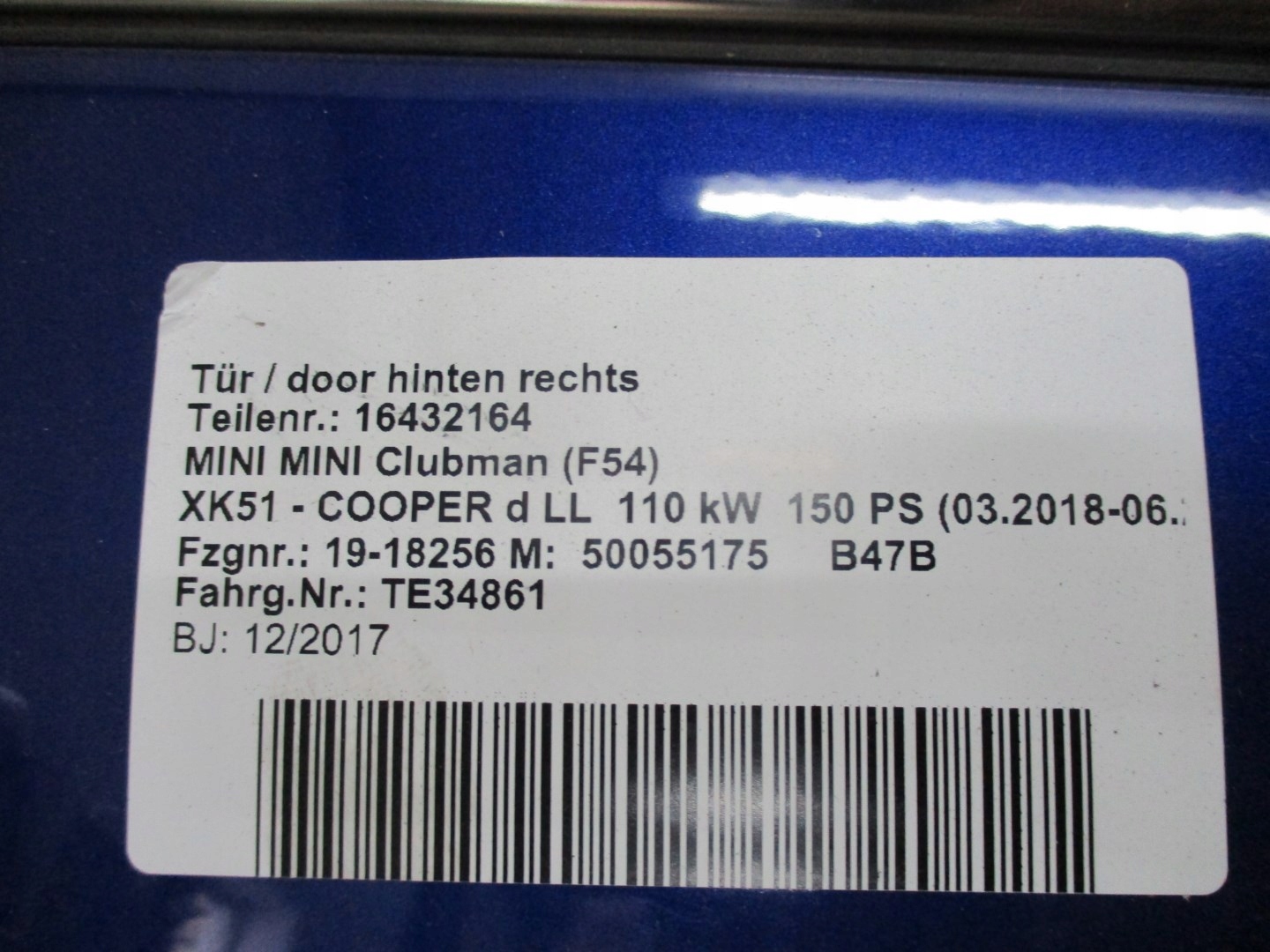 door right front MINI F54 17R B62
